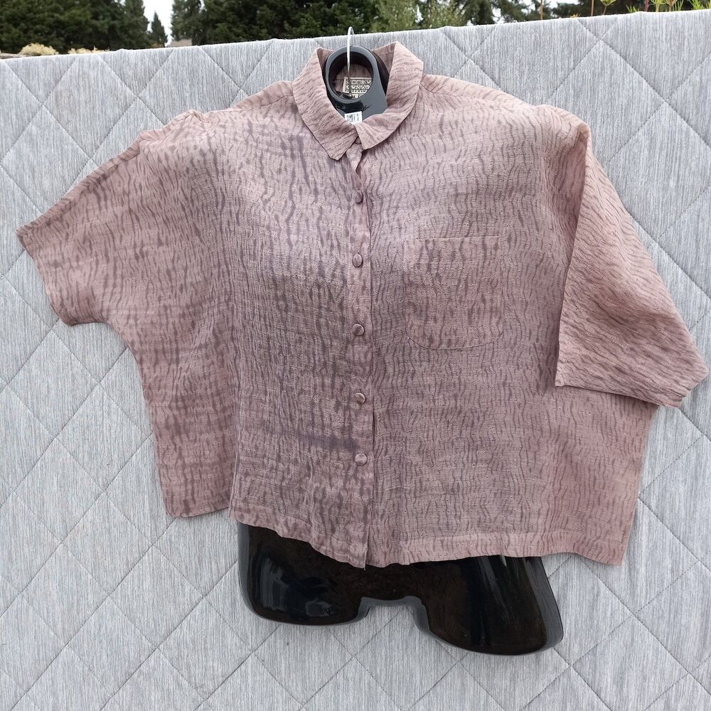 Neeru Kumar Shibori  Button-up Top Hand Dyed Cotton/Silk Blend Rare Wearable Art